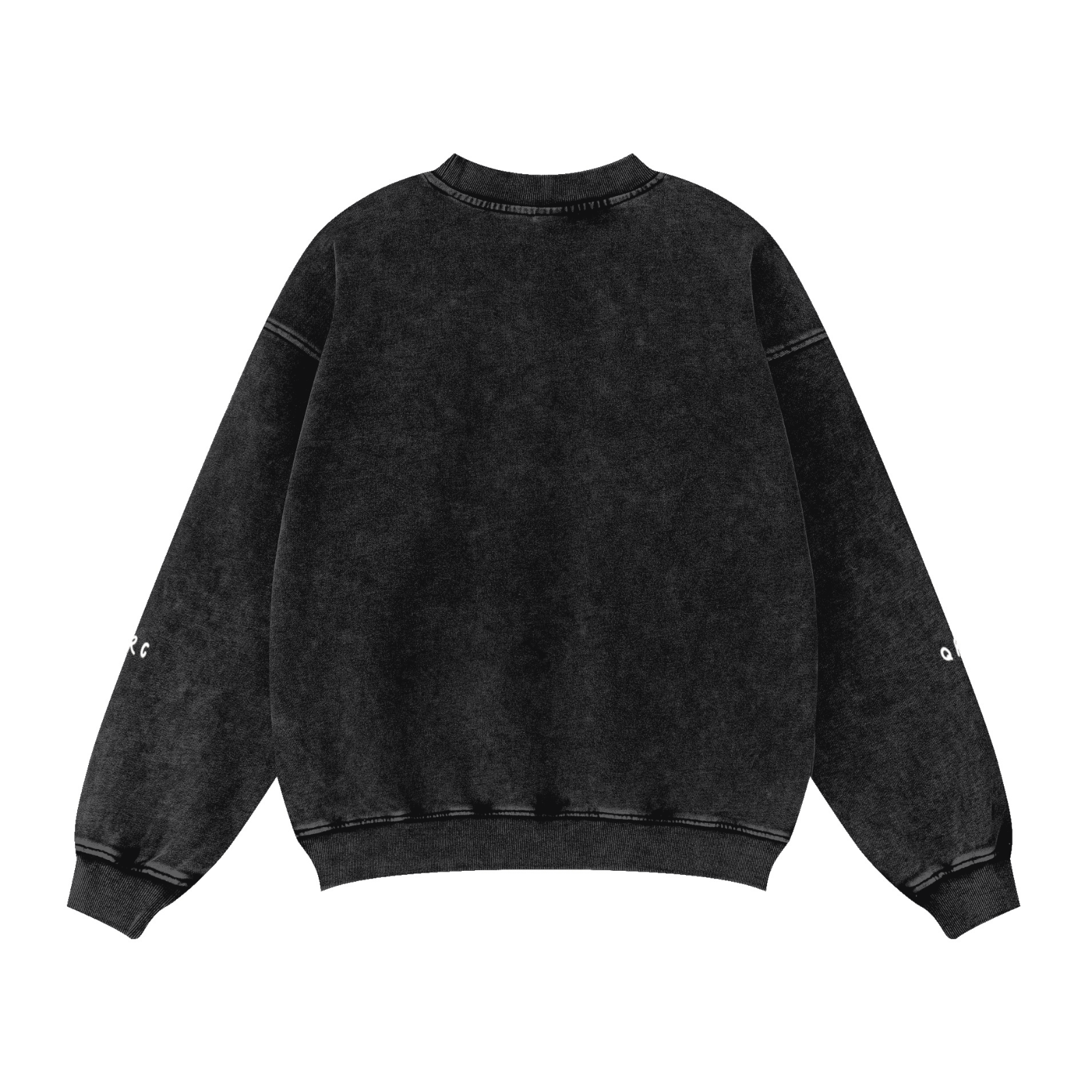 380GSM Unisex Black Long Sleeve Tee Snow Wash