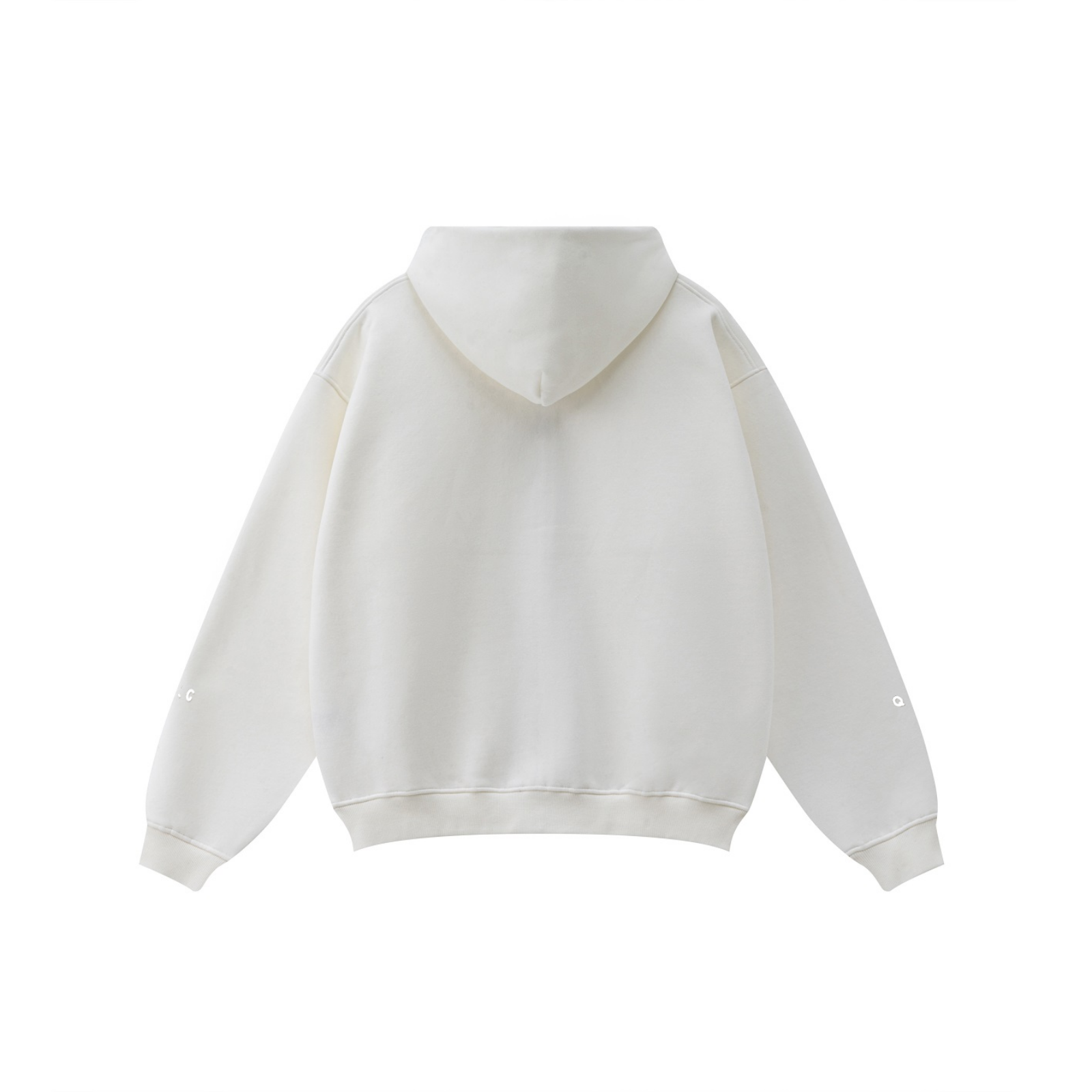 345GSM Solid Color Zip-Up Hoodie – Unisex Full-Zip, Cozy Fleece Interior White
