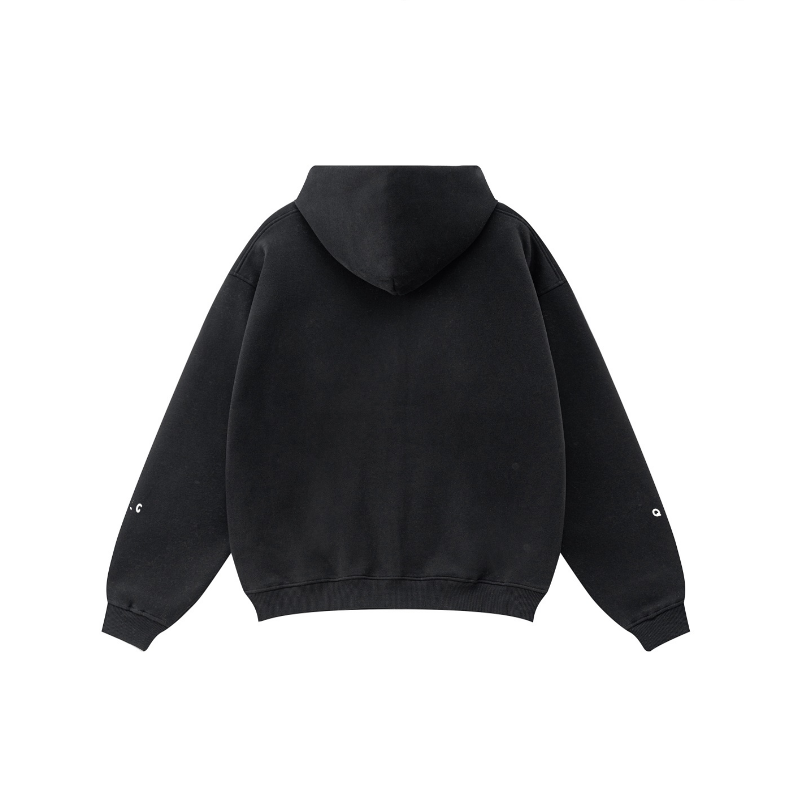 345GSM Solid Color Zip-Up Hoodie – Unisex Full-Zip, Cozy Fleece Interior Black