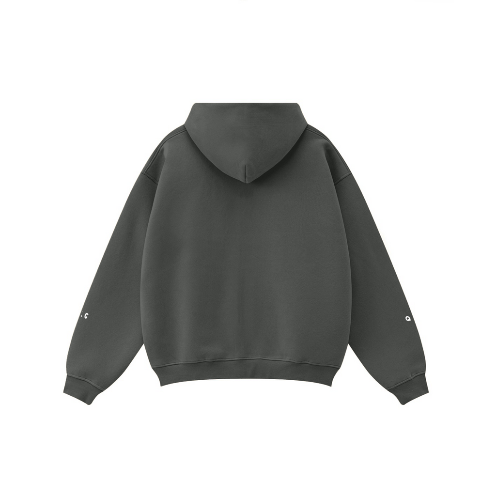 345GSM Solid Color Zip-Up Hoodie – Unisex Full-Zip, Cozy Fleece Interior Charcoal