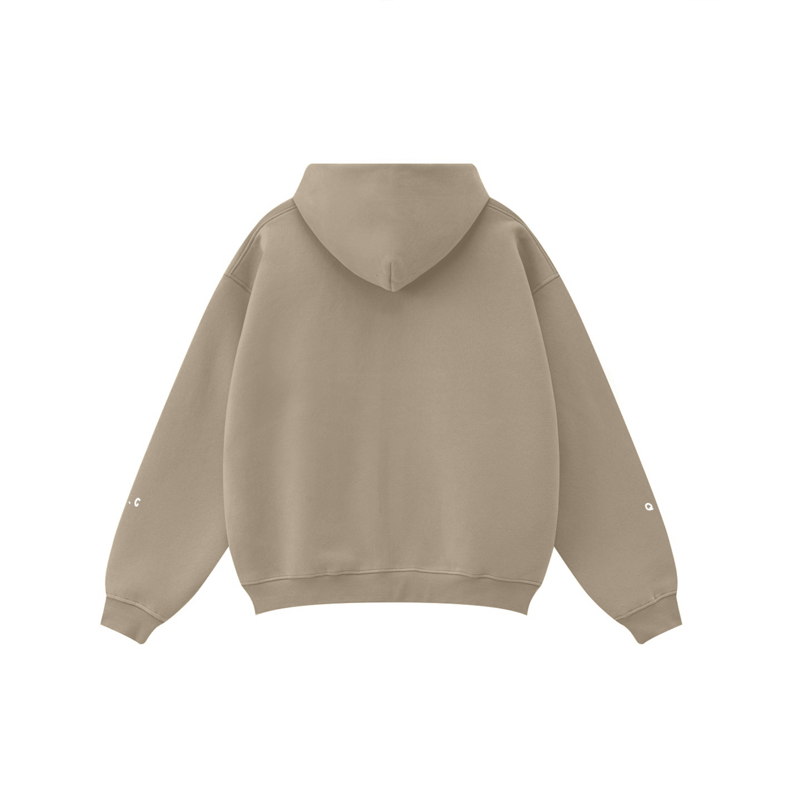 345GSM Solid Color Zip-Up Hoodie – Unisex Full-Zip, Cozy Fleece Interior Sand Dune