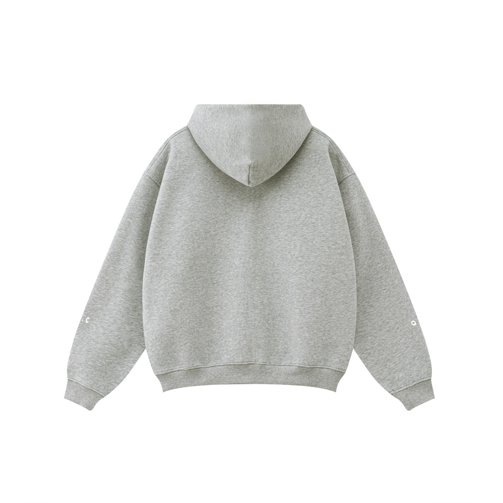 345GSM Solid Color Zip-Up Hoodie – Unisex Full-Zip, Cozy Fleece Interior Ash Heather