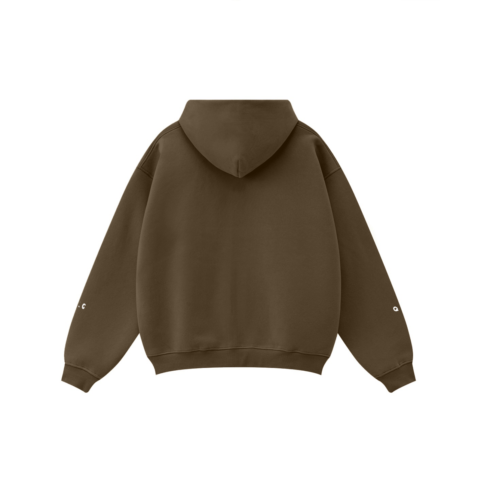 345GSM Solid Color Zip-Up Hoodie – Unisex Full-Zip, Cozy Fleece Interior Coffee Brown