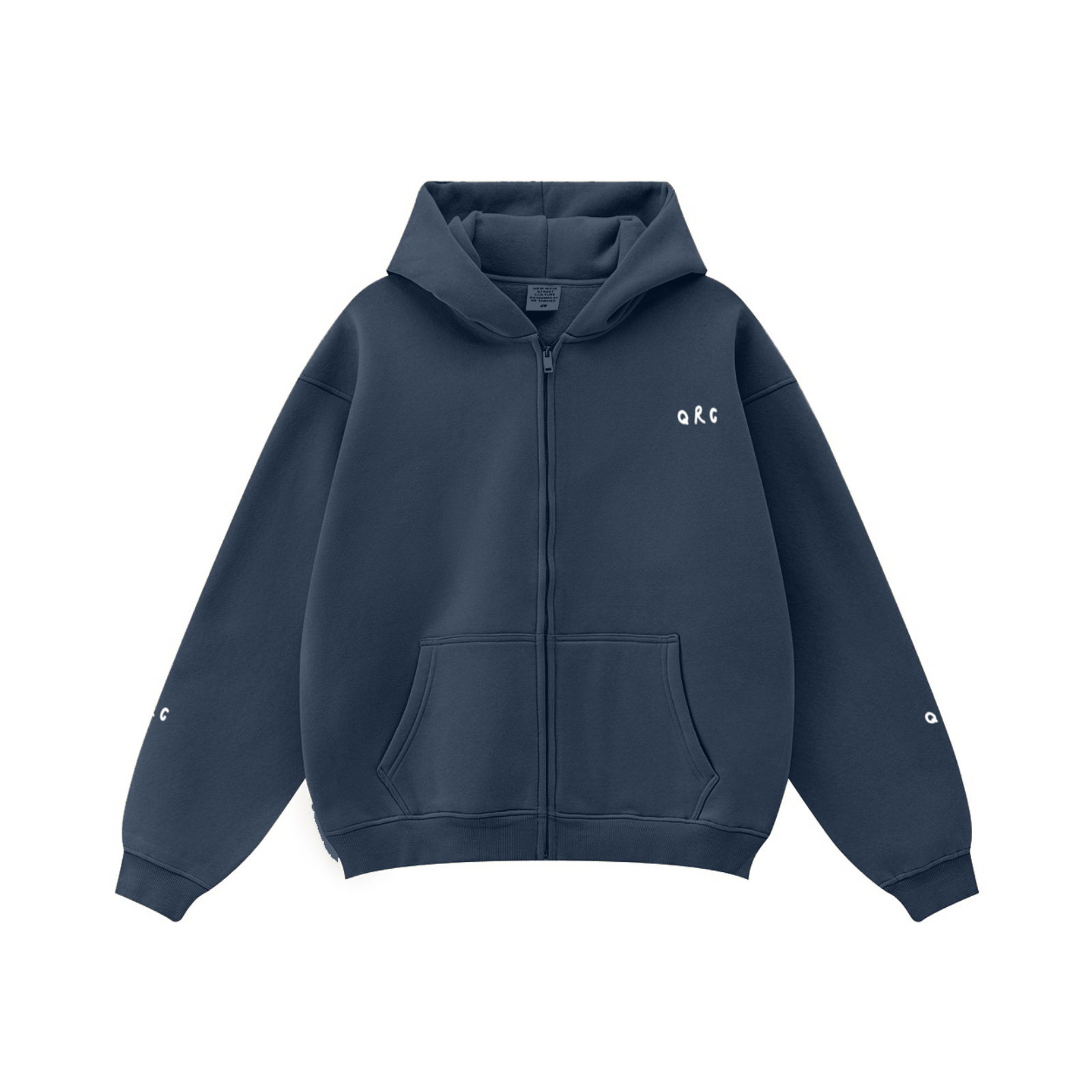 345GSM Solid Color Zip-Up Hoodie – Unisex Full-Zip, Cozy Fleece Interior Midnight Navy