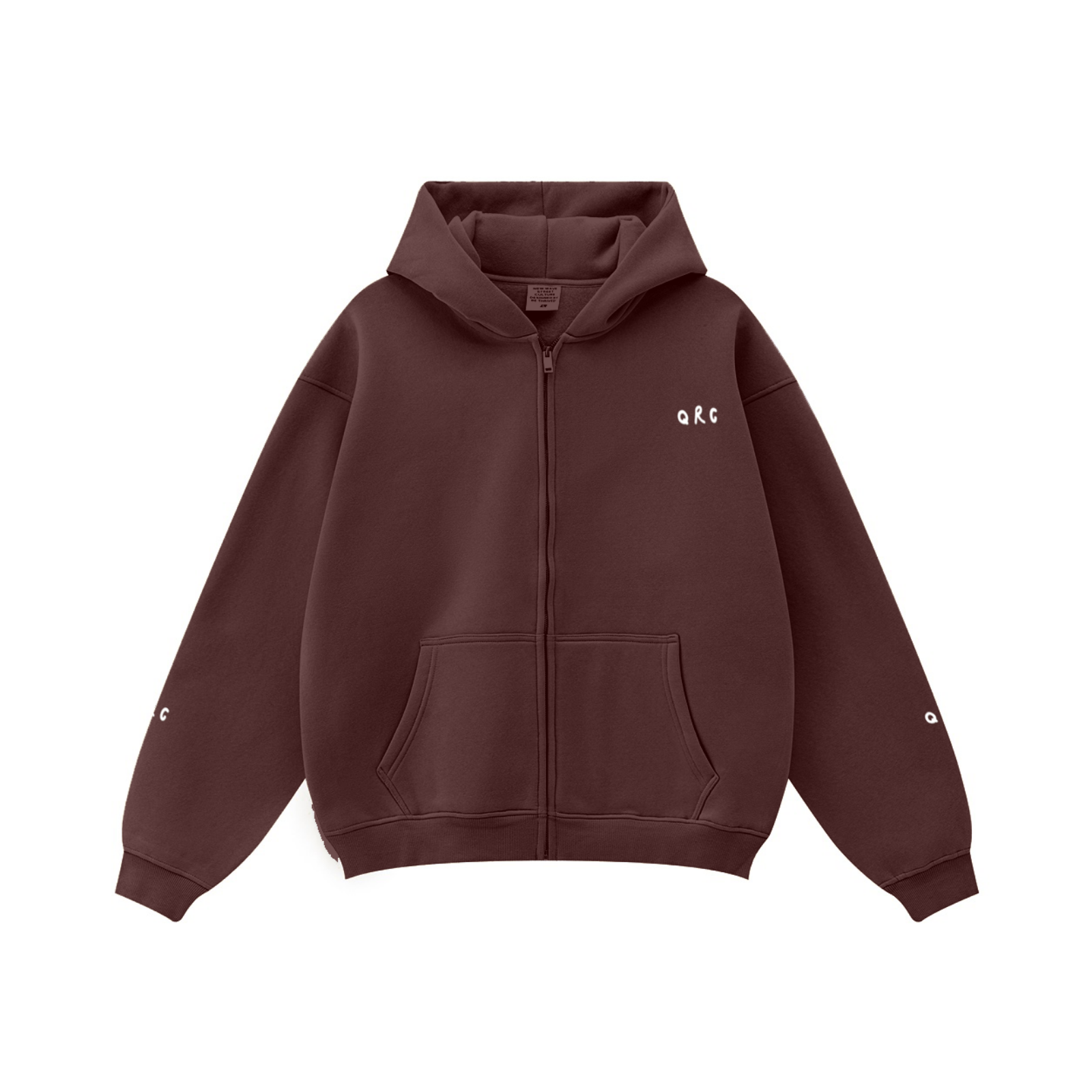 345GSM Solid Color Zip-Up Hoodie – Unisex Full-Zip, Cozy Fleece Interior Burgundy