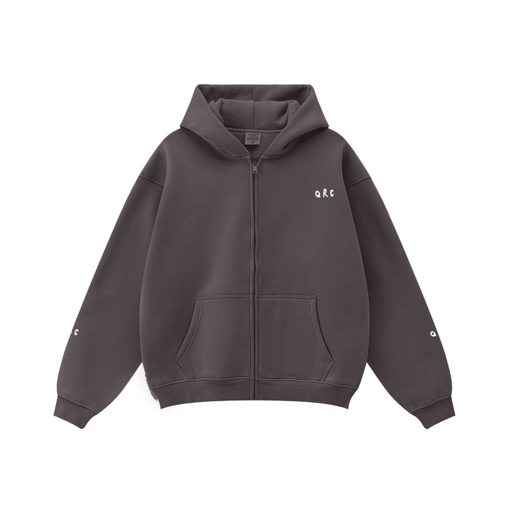 345GSM Solid Color Zip-Up Hoodie – Unisex Full-Zip, Cozy Fleece Interior Plum