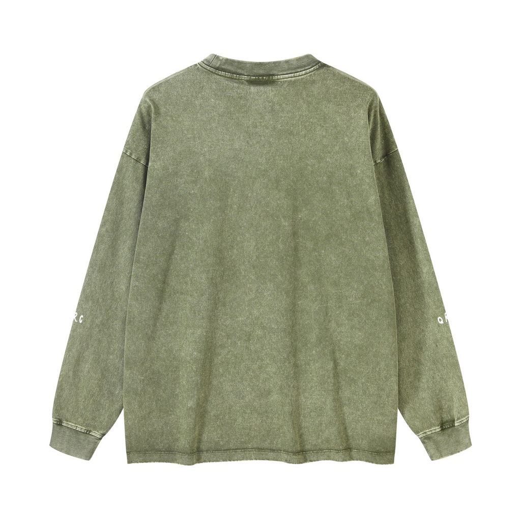 270GSM Women’s Versatile Vintage Long Sleeve Tee Green