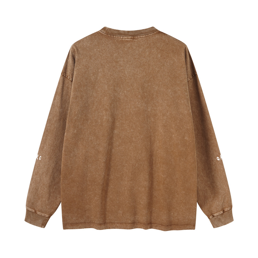 270GSM Women’s Versatile Vintage Long Sleeve Tee  Brown