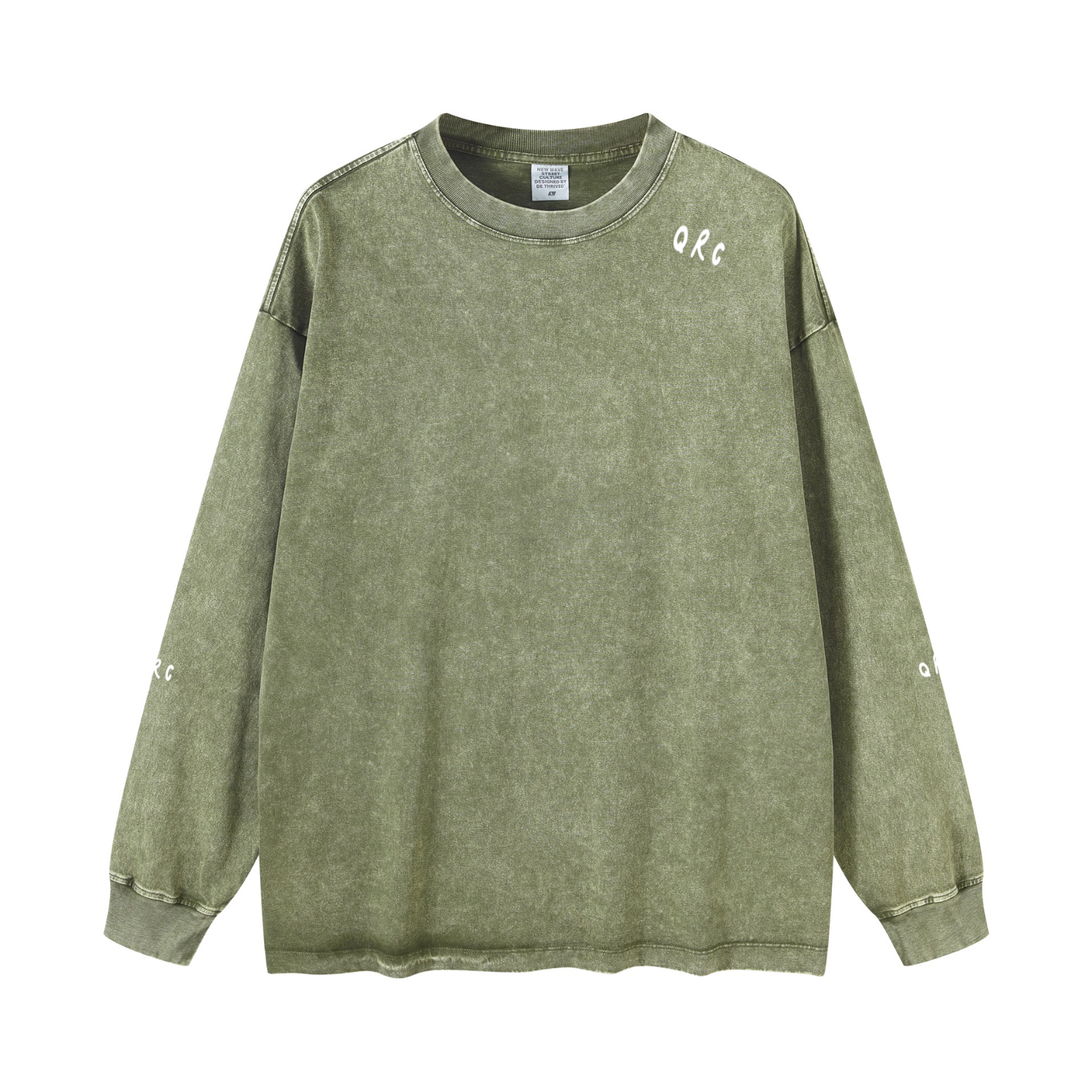 270GSM Women’s Versatile Vintage Long Sleeve Tee Green
