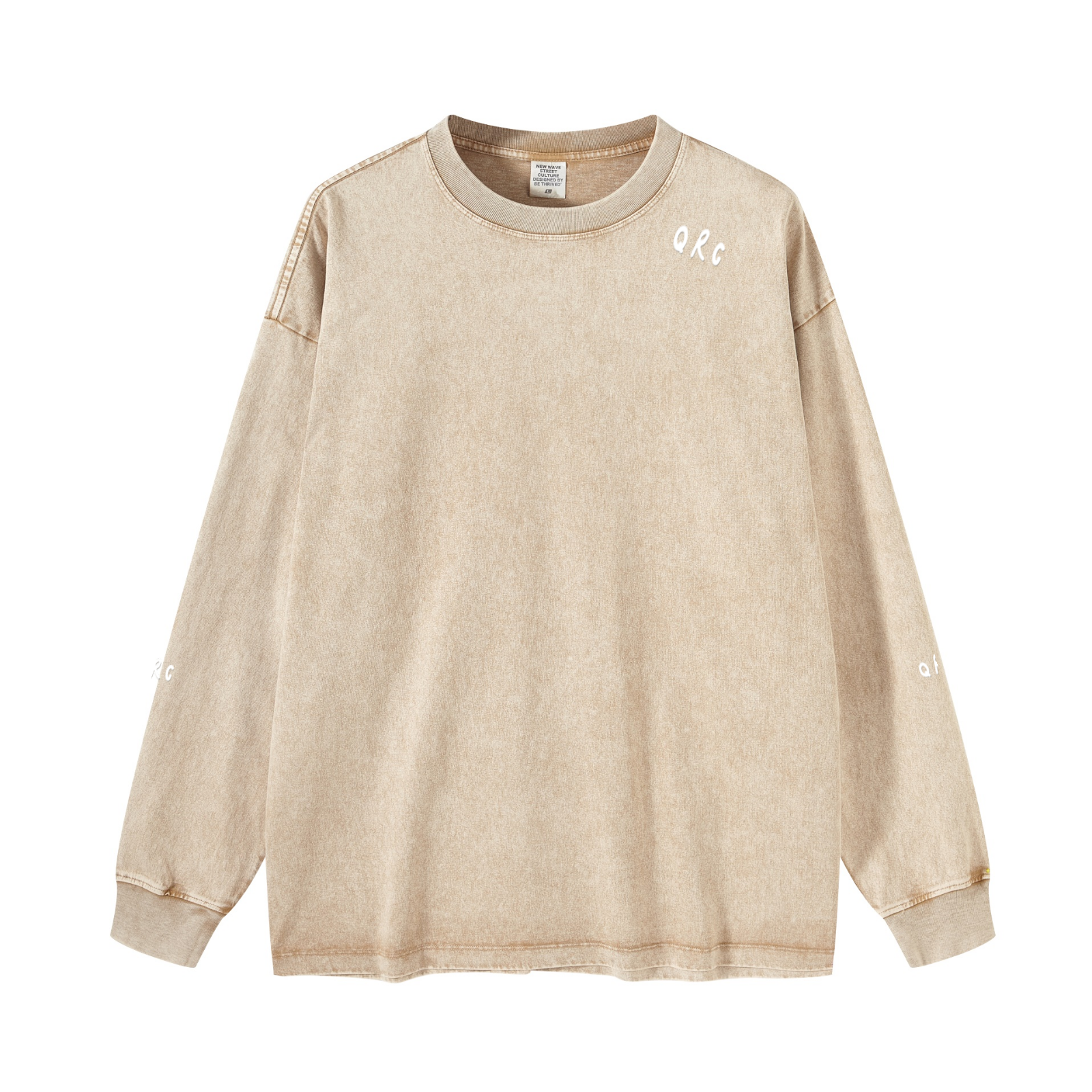 270GSM Women’s Versatile Vintage Long Sleeve Tee Khaki