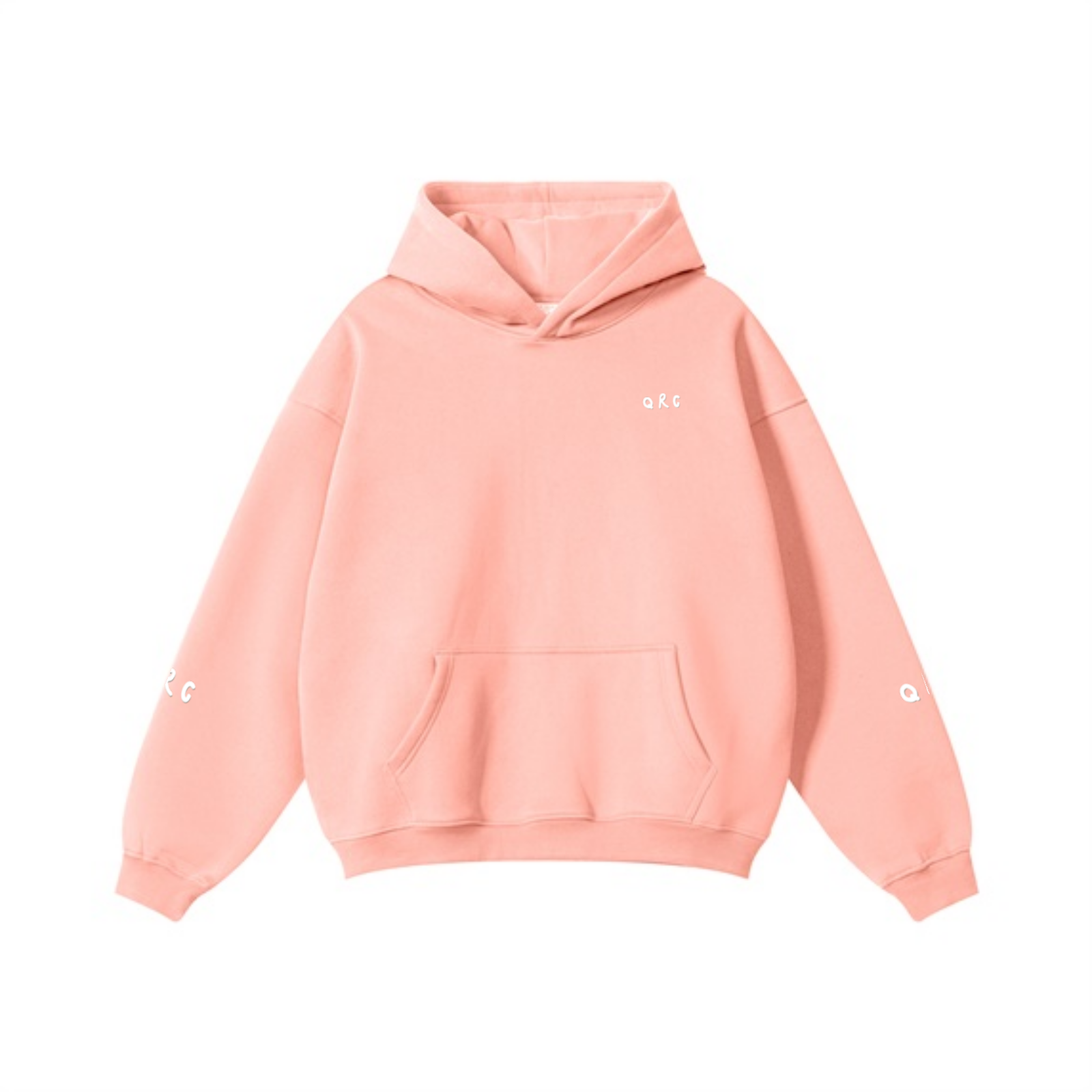 345GSM Solid Color Pullover Hoodie Pink