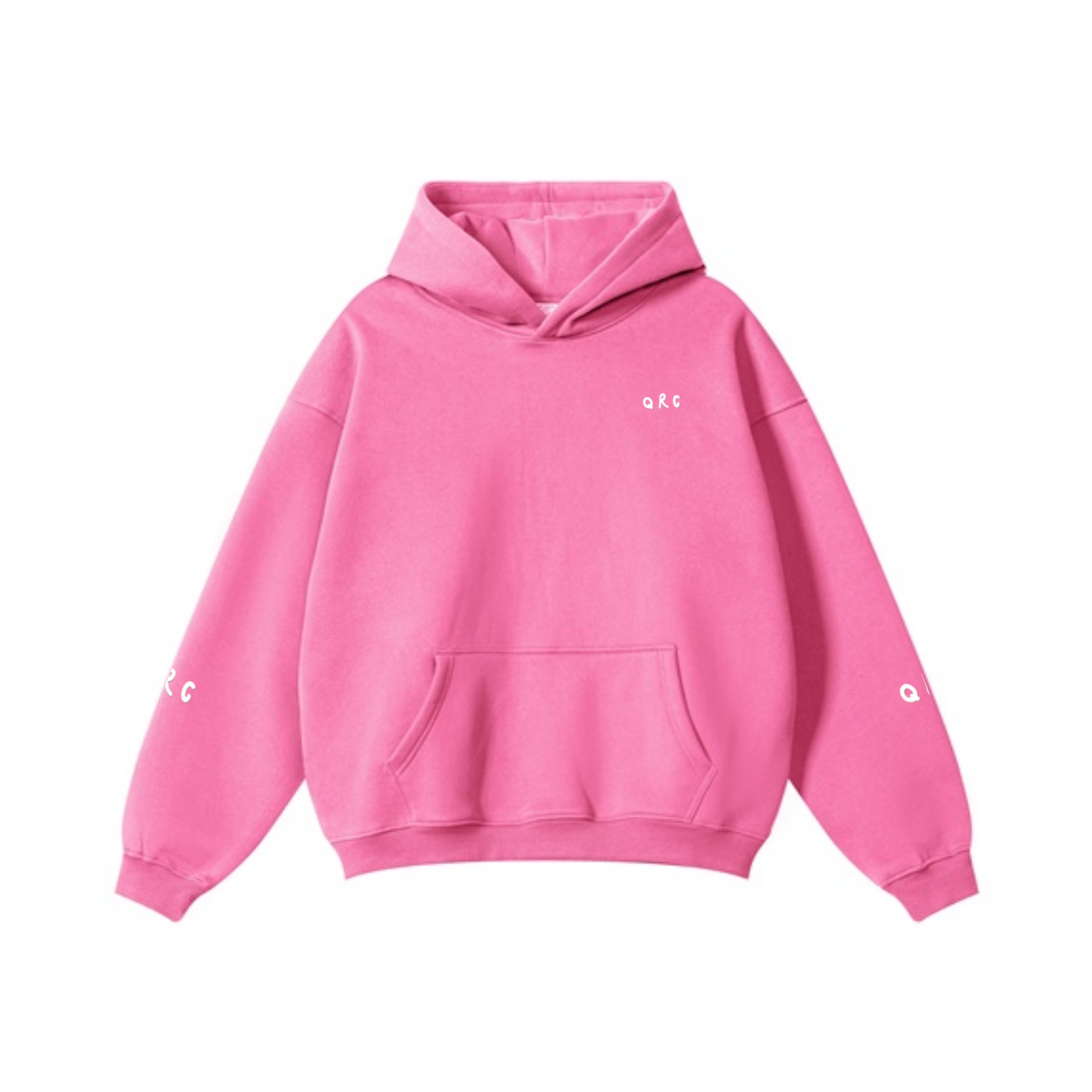 345GSM Solid Color Pullover Hoodie Rose Pink
