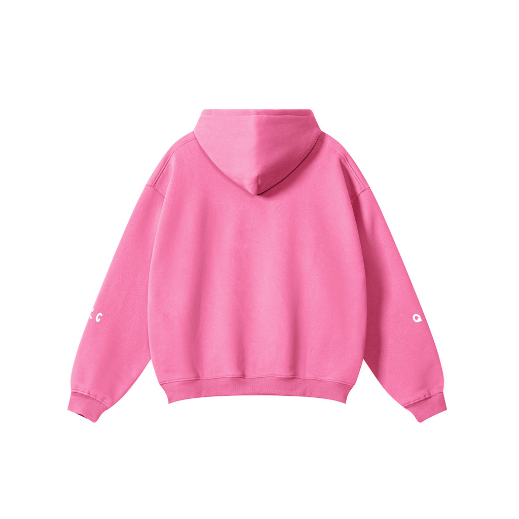 345GSM Solid Color Pullover Hoodie Rose Pink