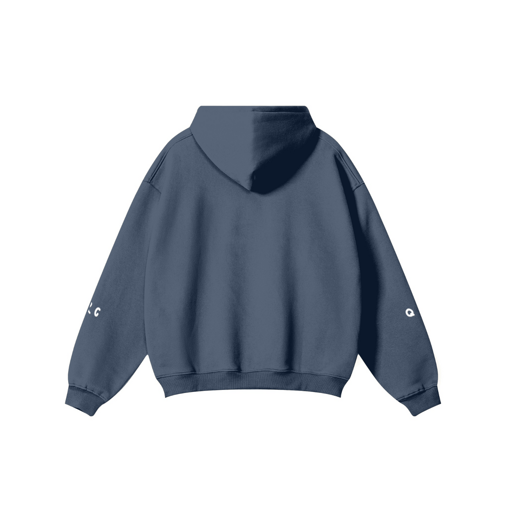 345GSM Solid Color Pullover Hoodie Navy Blue
